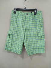 Boys Nike Green Plaid Gold Shorts Medium Pockets Quality Classic Dri Fit