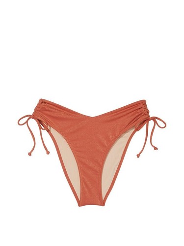 Victoria's Secret Swim Ruched Shine Bralette Bikini Top Bottom Suit L Ginger NEW - Picture 5 of 9