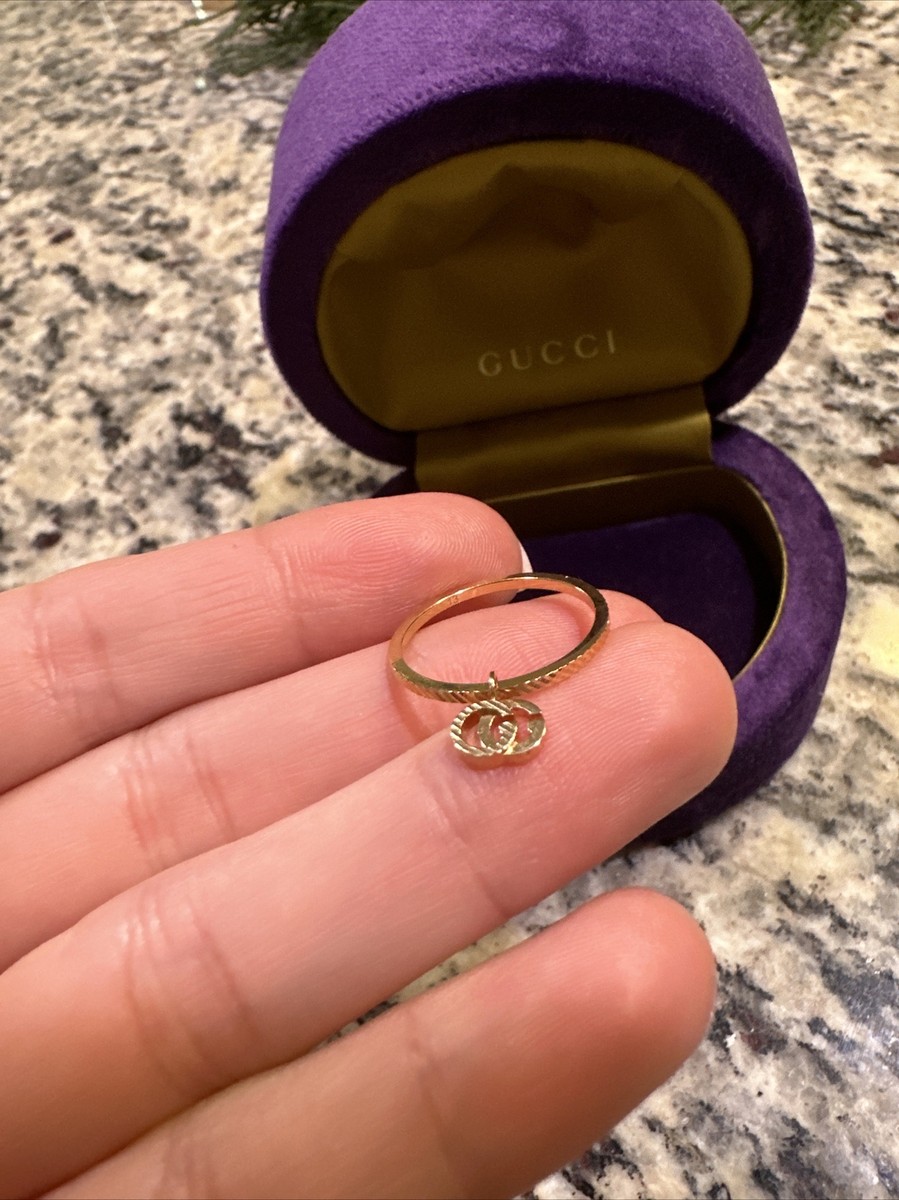 GUCCI Ring 18k Yellow Gold GG Running Charm Ring Size 6.5 | eBay