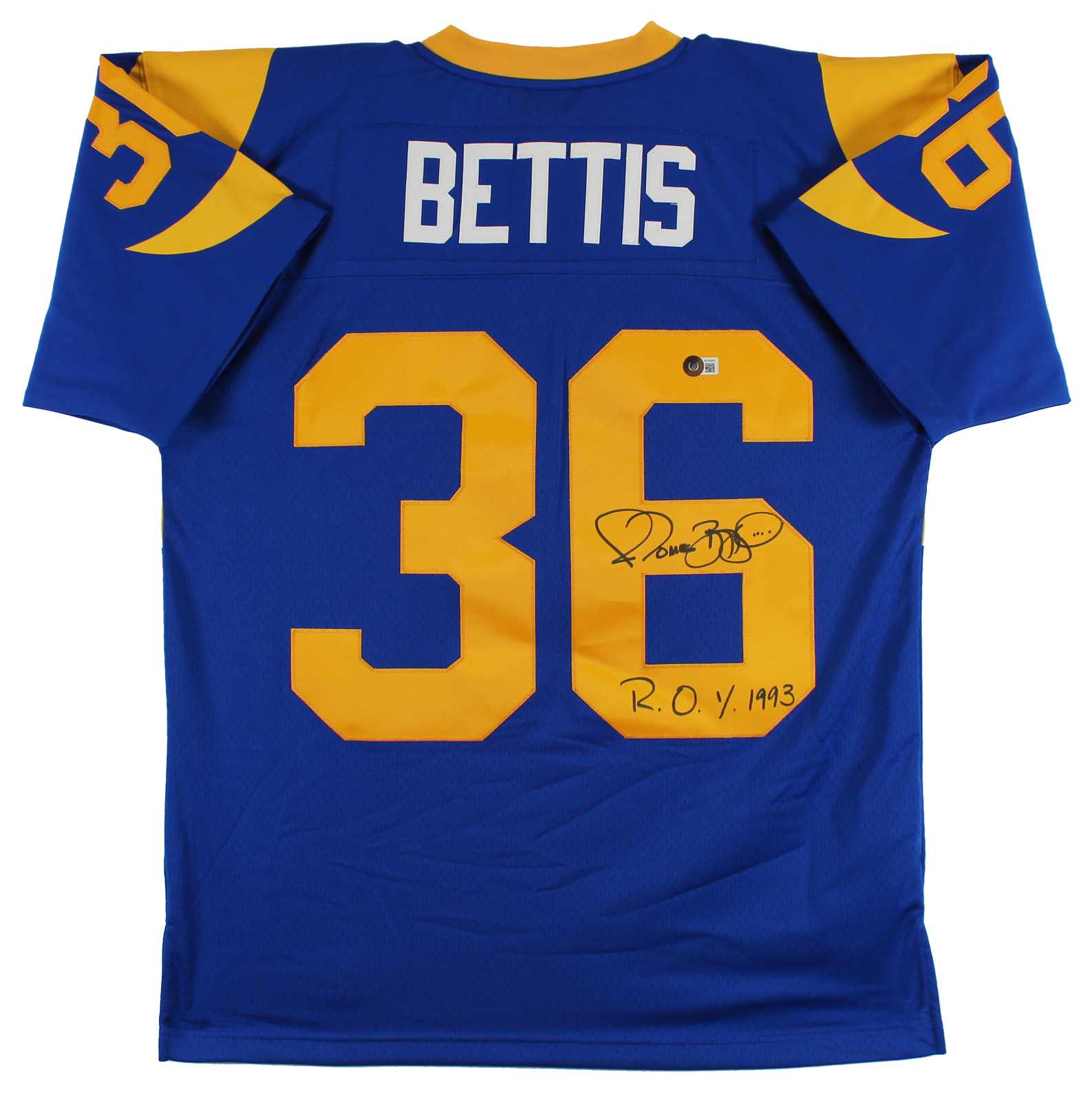Jerome Bettis Autographed Signed Los Angeles Rams Rams "ROY 93" Blue Mitchell & Ness Jersey BAS Witnessed 