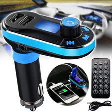 Car Wireless FM Transmitter MP3 Player Aux Kit 2 USB Charger Hands-Free w/Remote