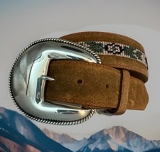 Tony Lama NAVAJO SILVER Leather Belt Size 30 C50935 List 73 NWT