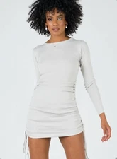 Lioness Military Minds Mini Dress - Long Sleeves - Light Gray Size US 6 - NWT