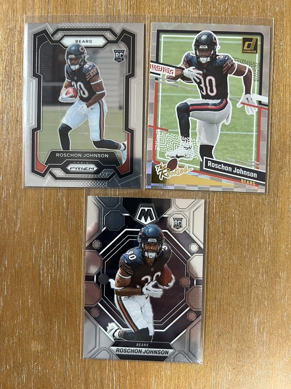Roschon Johnson 2023 Rookie Card Lot (3 Cards) Prizm, Mosaic & Donruss RC Bears