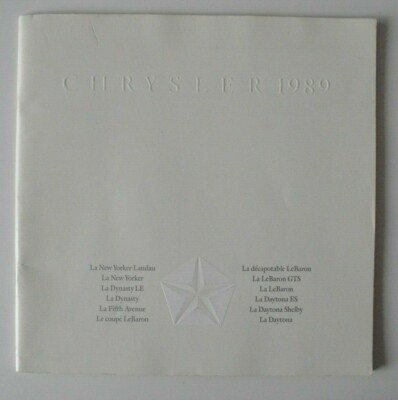 CHRYSLER Full Line 1989 dealer brochure catalog - French - Canada