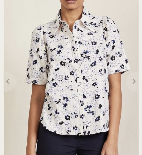 A Piece Apart Sonia Puff Button Up - Cream Pansy Floral Size 8 - Picture 3 of 4