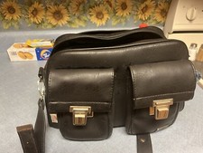 Vintage Marsand Black Leather Camera Case Bag Black 13"x10"x9"