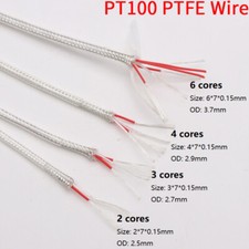 PT100 PTFE Thermocouple Compensating Wire Shielded Cable Silver 2 3 4 6 Cores