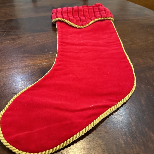 Dillards Wool Needlepoint Christmas Stocking Of Ornaments Gold Trim Velvet Top - Picture 6 of 6