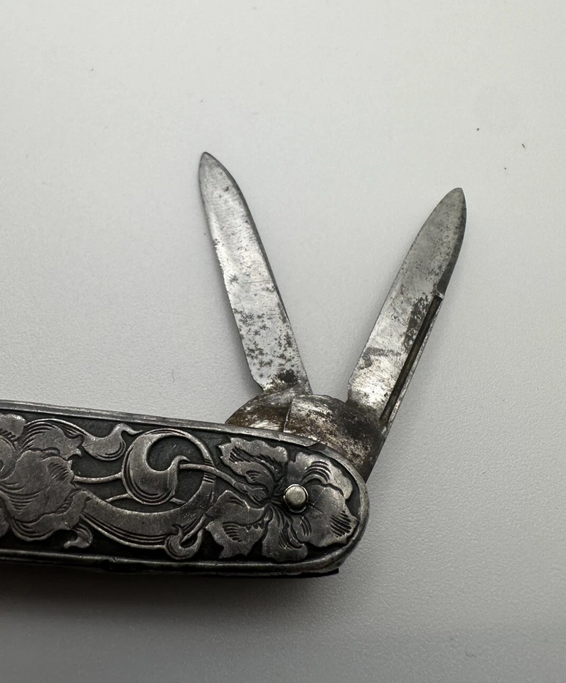 Старинный Германии из чистого серебра Whittler 3 лезвия карманный нож изящный - Изображение 4 из 4