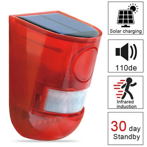 Waterproof Outdoor Solar Powered LED Alarm Lamp Warning Security Flashing Light - Picture 10 of 12