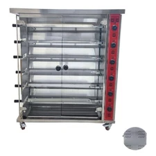 INTBUYING Chicken Rotisserie Oven 6-Roll Commercial Roast Chicken Machine 220V