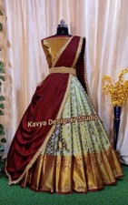 Kanjiveram Gold Zari Combination Silk Lehanga with Blouse along with Duppta  