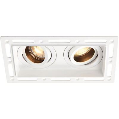 Twin Trimless Putz Einbaustrahler - 2 x 50W GU10 Reflektor LED - Matt Weiß