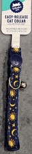 Whisker City DS Navy Moon  Stars Cat Collar Neck Size 8-12 Inches Adjustable