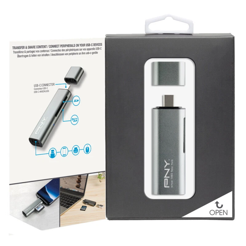PNY R-TC-UA-3N1E01-RB card reader USB 3.2 Gen 1 (3.1 Gen 1) Type-C Metallic - Image 3 of 4