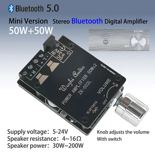 502L 50W*2 MINI 5.0 Placa Amplificador Bluetooth Inalámbrica Audio Digital Alimentación EE. UU. - Imagen 3 de 18