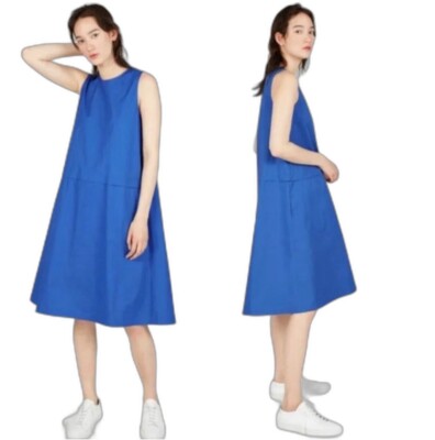 EVERLANE The Clean Cotton A-Line Dress Ultramarine Blue Sz 2 | eBay