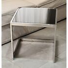 <!--F#f_0-->Malie Polished Stainless Steel Sid Table with Black Tempered Glass<!--F/-->