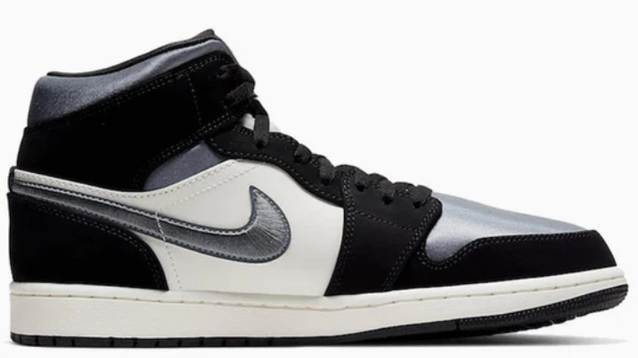 Air Jordan 1 SE Mid Satin Gris Humo Negro 852542-011 Para hombres 8.5 NUEVO Foto 2 de 4