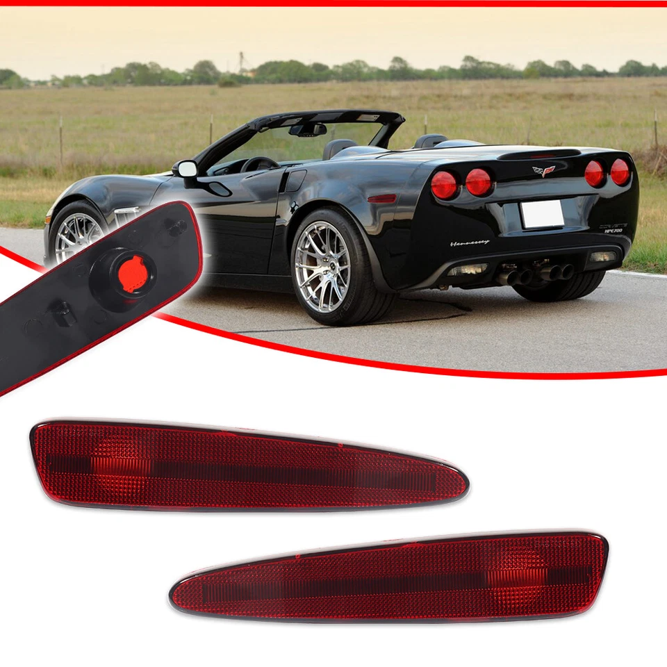 Kit de luzes de estacionamento marcador lateral lente vermelha traseira para Chevrolet Corvette C6 2005-2013 - Imagem 2 de 4