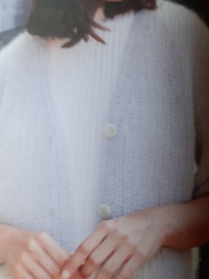 Pull Angora Blanc Manches Courtes Très Doux Et Poilu - Taille XL - Fait Main