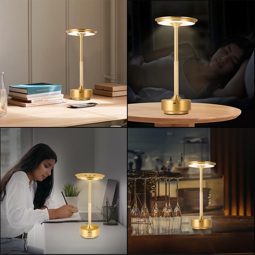 3 Color Table Lamp Rechargeable Gold Dimmable Restaurant Touch Led Silver Lamps - Picture 9 of 13
