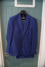 Giacomo Conti Blue Wool Linen Blend Suit with Working Cuffs 40R 34R