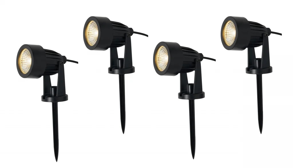 Outdoor Light Black Maltby LED Solar Dual Kit IP65 RGB Of 4 Heads Zink ZN-42058