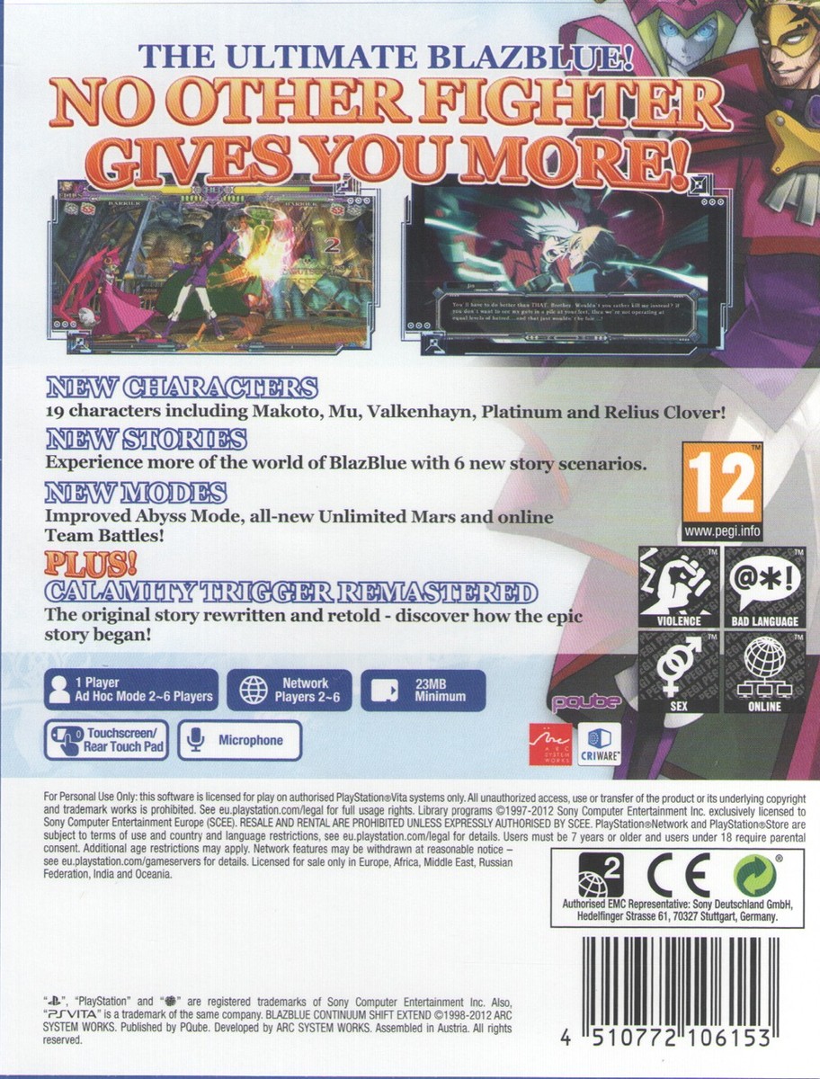 BlazBlue: Continuum Shift Extend for PlayStation Vita™ | eBay