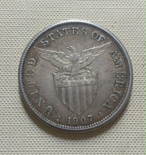 1907-S US-Philippines one peso silver coin nice details