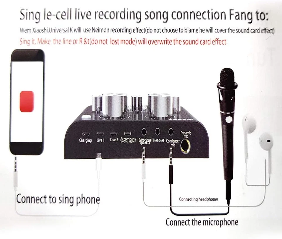 Multifunctional Live Sound Card with Noise Reduction and 12 Sound Effects Black - Image 4 of 4