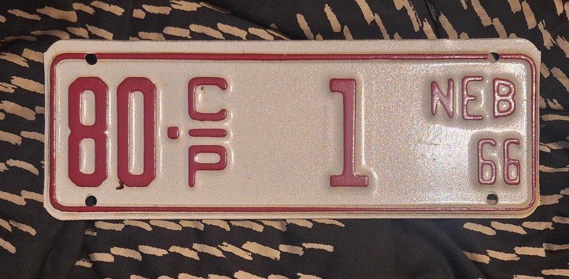 Nebraska License Plate 1966 Cabin Permit
