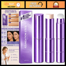 2-in-1 Color Changing Face Foundation Stick with Brush - Flawless Finish Makeup