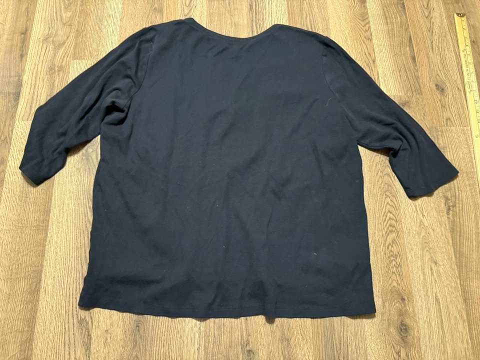 Orvis Shirt, Women's Size XL, Black, 3/4 Sleeve, V-neck, Pullover - Image 2 of 4