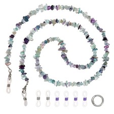 Natural Stone Chip Beaded Eyeglass Chain for Women, 28 Inch Purple Series