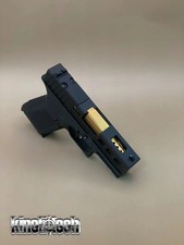 Glock 43/43X Black LWP Complete Slide RMSc Cut w/ Gold Ported - UPPER ONLY