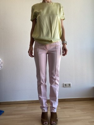 VANILIA Hose Damen Gr. 34 Rosa Italian Stoff Stretch Slim Fit #22