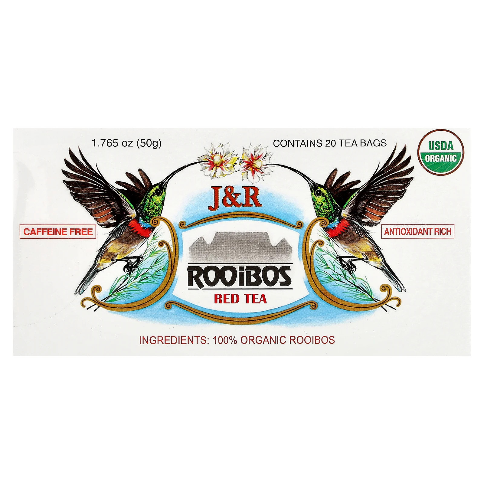 Красный чай Ройбуш без кофеина 20 пакетиков 1765 унции 50 г 1990₽