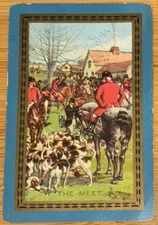 US8 Swap Playing Cards 1 VINT US NAMED THE MEET DOGS HORSES & RIDERS