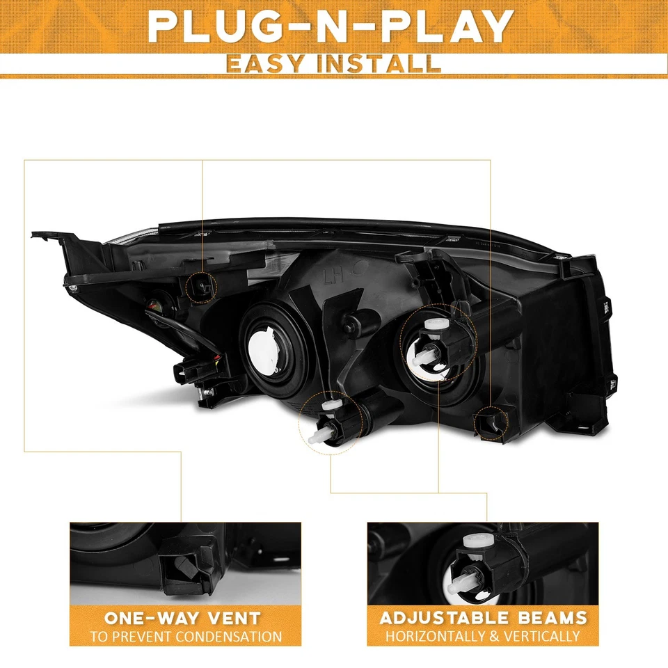 Pair Headlights Assembly For 2006-2008 Toyota RAV4 Black Headlamps, w/o Bulbs Foto 3 de 4