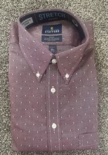 Stafford Maroon Travel 16 1/2 34-35 60 Cotton  40 Polyester Long Sleev