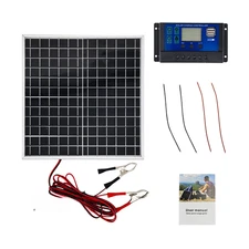 Monocrystalline 12W Solar Panel Kit with 10A Controller for Secure Charging