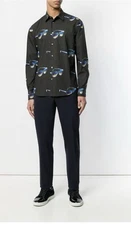 Paul Smith Made in Italy Sunglasses Print Poplin Shirt in Black (Multi) Size M