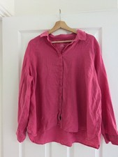 Marks & Spencer Pure 100% Linen Bright Pink Shirt Blouse Size 20 shirt Summer