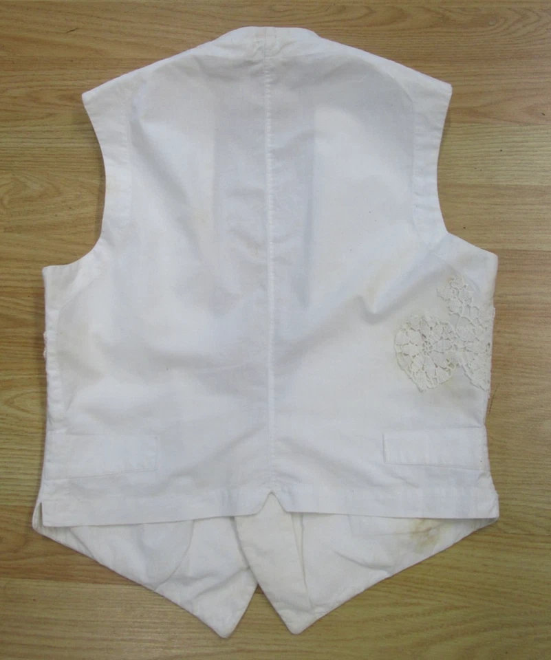 Antiguo chaleco eduardiano para hombre cuello chal blanco reciclado Foto 3 de 4