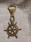 Vintage Brass Ship Wheel & Rope Bottle Opener Nautical Marine Navy Boating