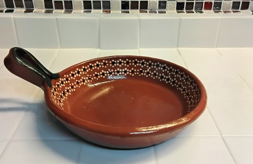 Beautiful Mexican Terracotta Fry Pan de Barro Redware Clay Skillet 10" - Picture 3 of 7