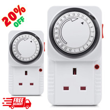 Plug In Timer 24 Hour White 1&3 Pack 3 Pin Plug Mains Timer With Switch