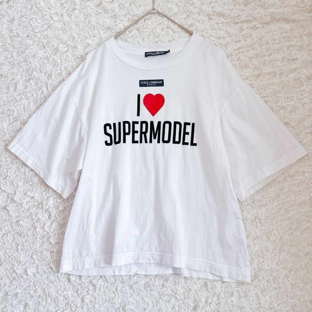 Dolce & Gabbana I Love Supermodel T-Shirt White Logo Patch Graphic